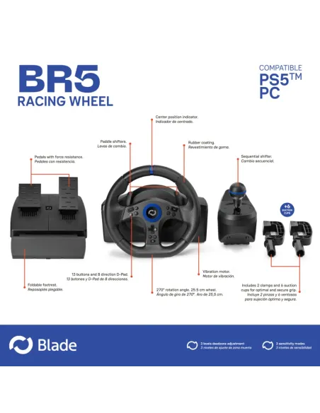 Buy Blade BR5 PS5 Racing Wheel | With Shifter Stick  - TiendaCPU