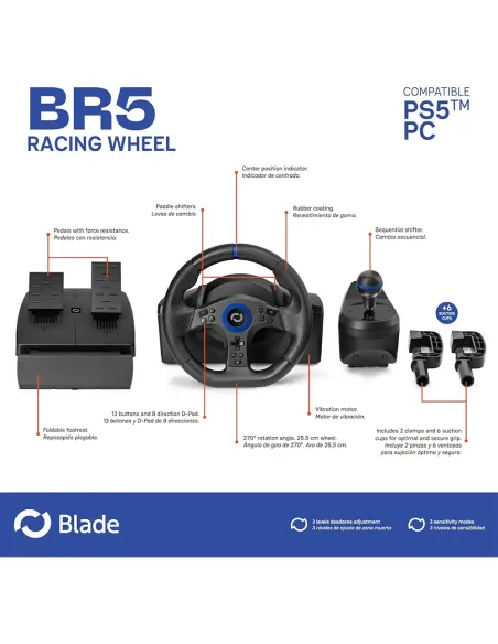 Volante Blade BR5 PS5 PC | Con Pedales y Cambio - TiendaCPU