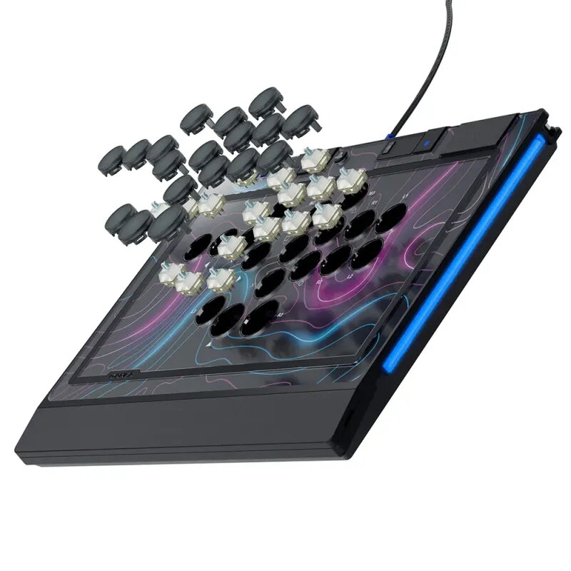 Qanba Sapphire Arcade Controller | Leverless 18 Botones PS5/PC | Cherry Silver - Controlador Arcade