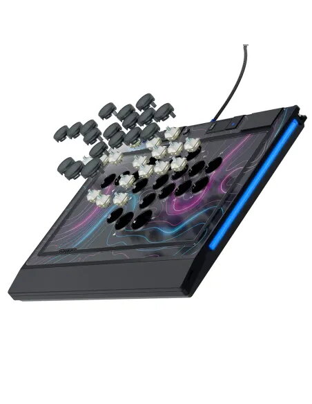 Qanba Sapphire Arcade Controller | Leverless 18 Botones PS5/PC | Cherry Silver - Controlador Arcade