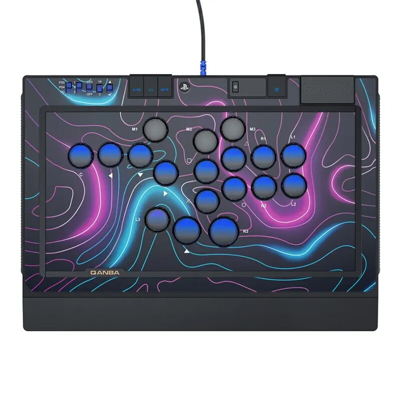 Qanba Sapphire Arcade Controller | Leverless 18 Botones PS5/PC | Cherry Silver - Controlador Arcade