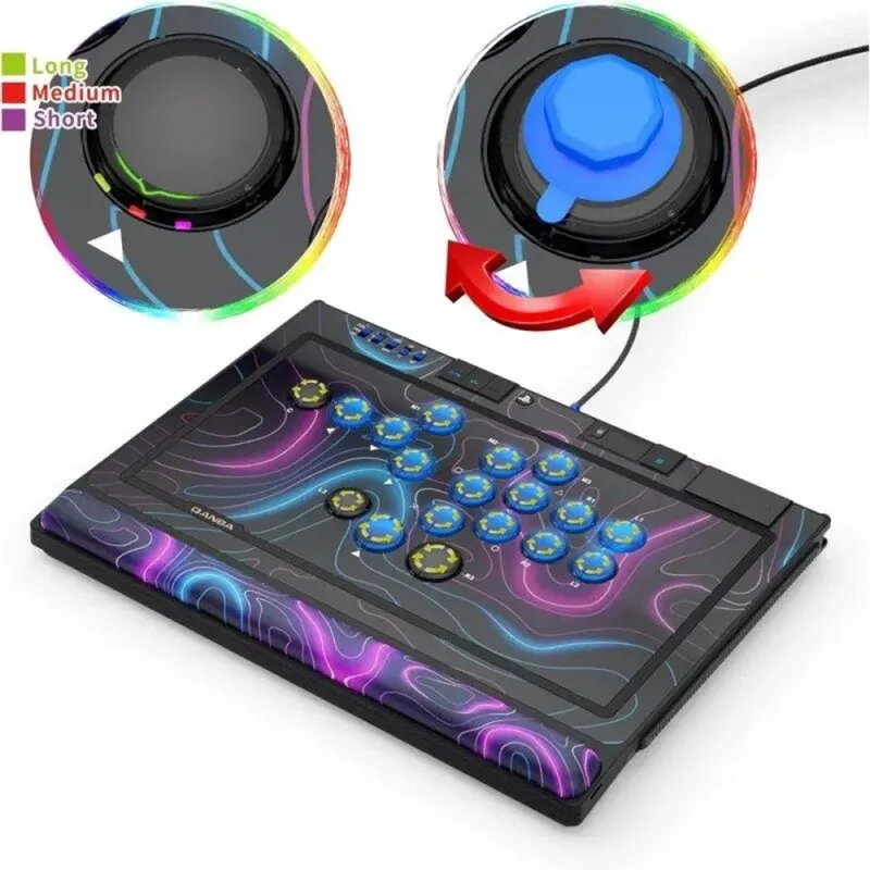 Qanba Sapphire Arcade Controller | Leverless 18 Botones PS5/PC | Cherry Silver - Controlador Arcade