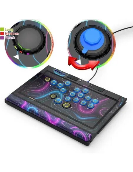 Qanba Sapphire Arcade Controller | Leverless 18 Botones PS5/PC | Cherry Silver - Controlador Arcade