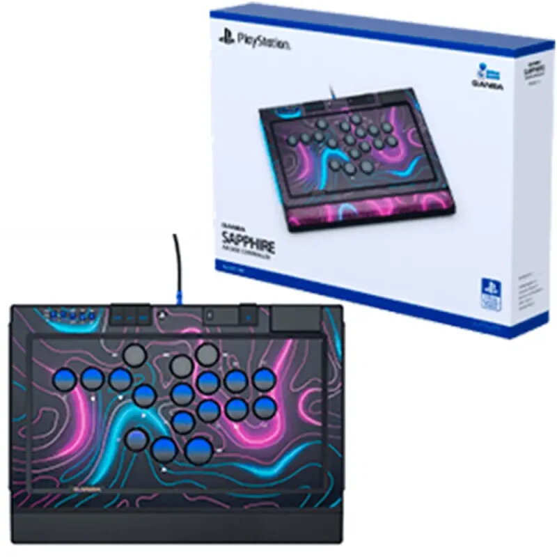 Qanba Sapphire Arcade Controller | Leverless 18 Botones PS5/PC | Cherry Silver - Controlador Arcade