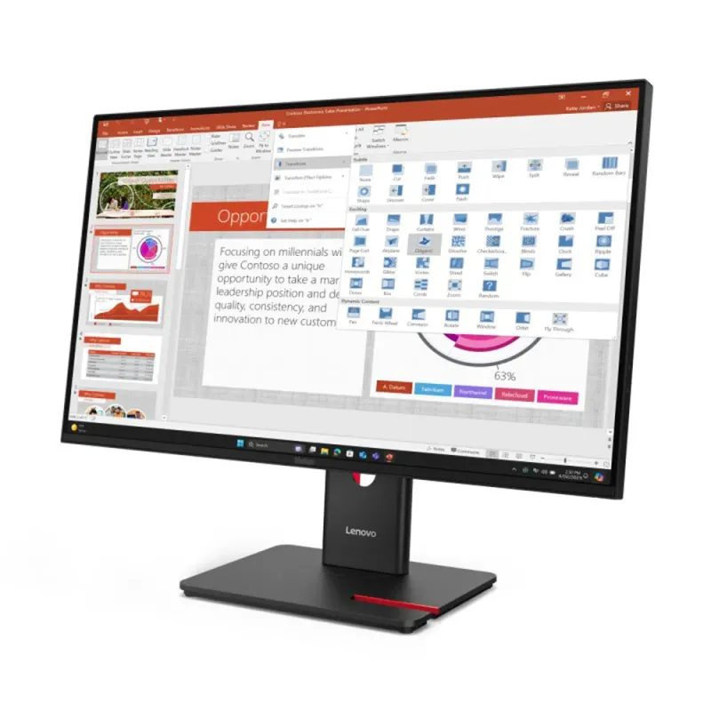 Lenovo ThinkVision T27-40 Monitor, 68,6 cm (27 Zoll), 1920 x 1080 Pixel, Full HD, LED, 6 ms, Schwarz