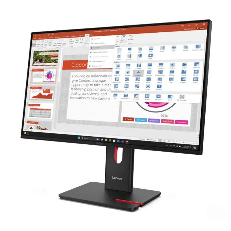 Lenovo ThinkVision T27-40 Monitor, 68,6 cm (27 Zoll), 1920 x 1080 Pixel, Full HD, LED, 6 ms, Schwarz