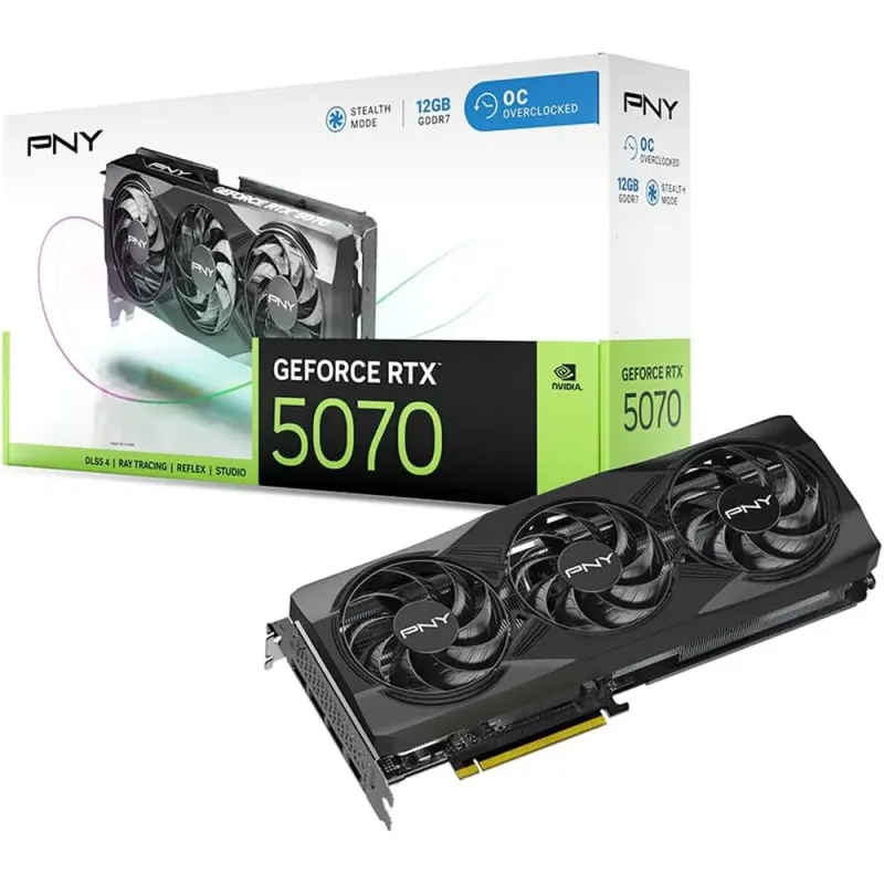 PNY GeForce RTX 5070 12GB GDDR7 EPIC-X RGB OC | Triple Fan DLSS 4 - Tarjeta Gráfica