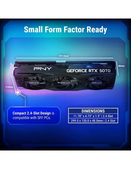 PNY GeForce RTX 5070 12GB GDDR7 EPIC-X RGB OC | Triple Fan DLSS 4 - Tarjeta Gráfica
