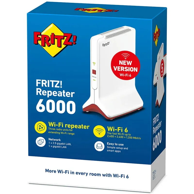 FRITZ! Repeater 6000 | Repetidor Wi-Fi 6 Tribanda 2.5G - TiendaCPU