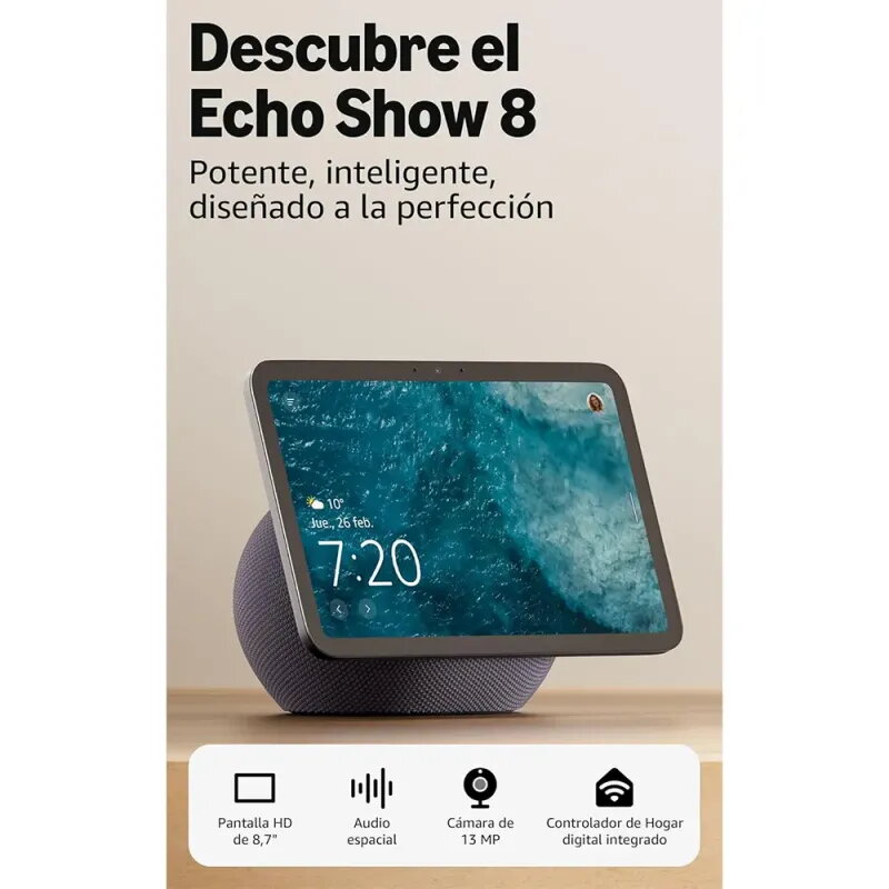 Amazon Echo Show 8 (Última Generación) | Pantalla HD 8.7" | Grafito - Altavoz Inteligente con pantalla