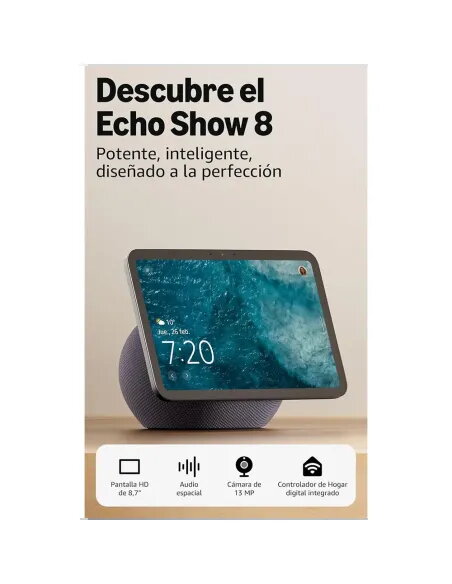 Amazon Echo Show 8 (Última Generación) | Pantalla HD 8.7" | Grafito - Altavoz Inteligente con pantalla