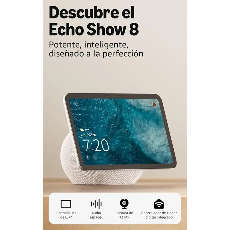 Amazon Echo Show 8 (neueste Generation): 8,7" HD-Display mit räumlichem Audio und Alexa (Weiß)