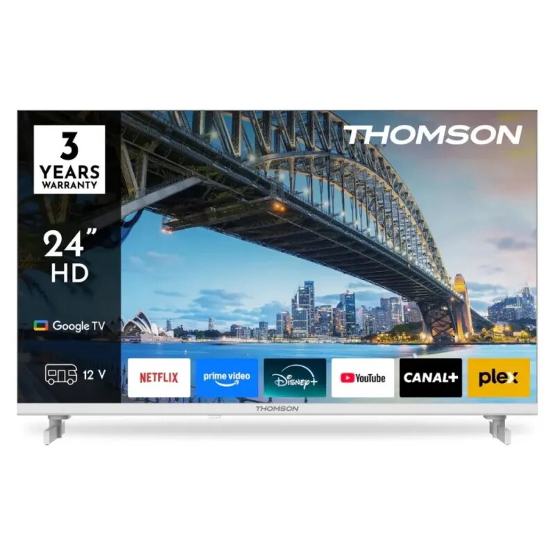 Thomson 24" QLED 12V TV White | Camper & RV Smart TV