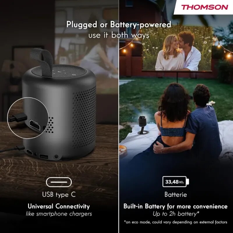 Thomson Vega PG35B Portable Projector | Battery & Google TV