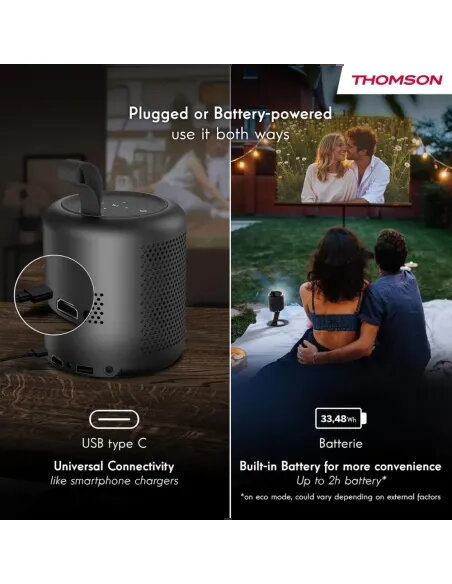 Thomson Vega PG35B Portable Projector | Battery & Google TV