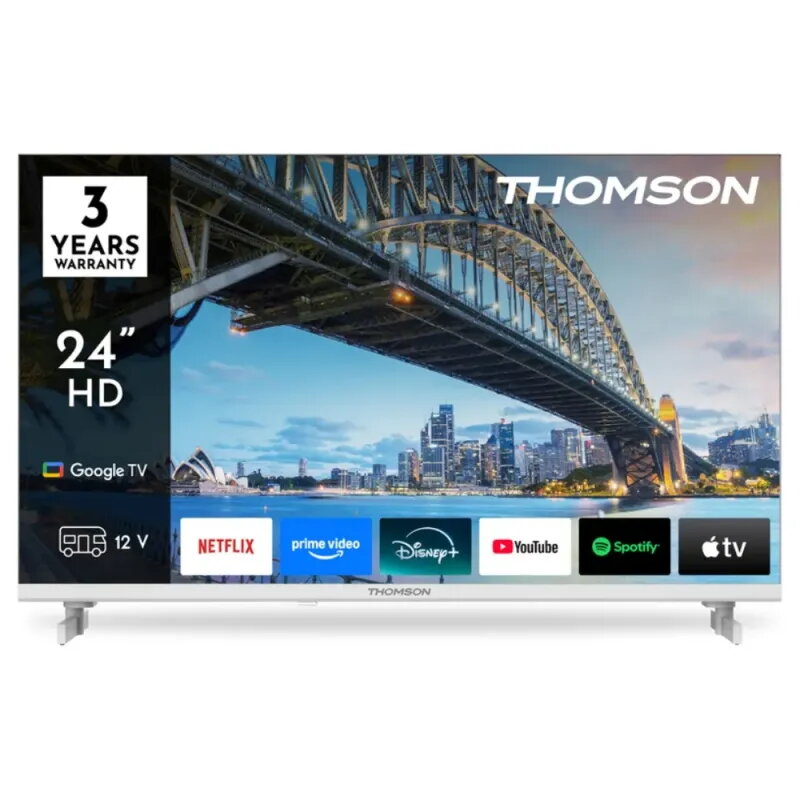 Thomson 24" LED 12V TV White | Camper & RV Smart TV