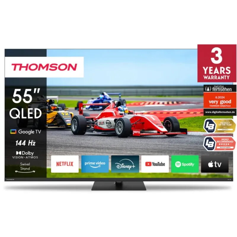 TV Thomson 55" 4K QLED 144Hz 55QG7C14 | Google TV y Peana Giratoria