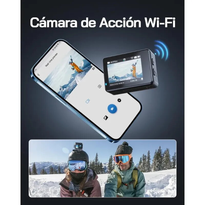 Cámara Deportiva WOLFANG GA120 4K | Doble Pantalla y 20MP | Oferta
