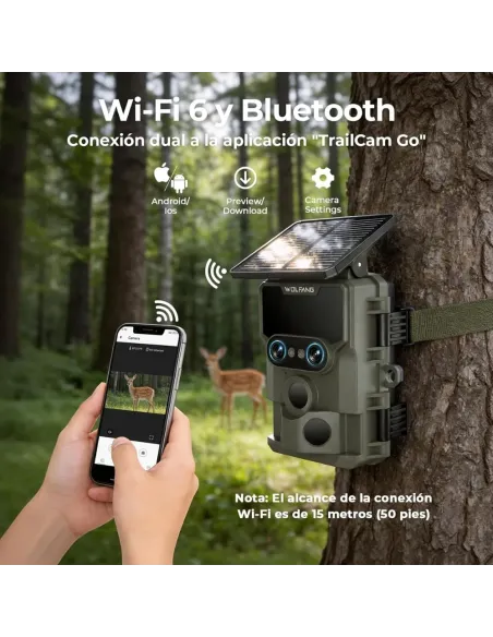 WOLFANG WT09 Solar Trail Camera Dual Lens 64MP 4K Wi Fi