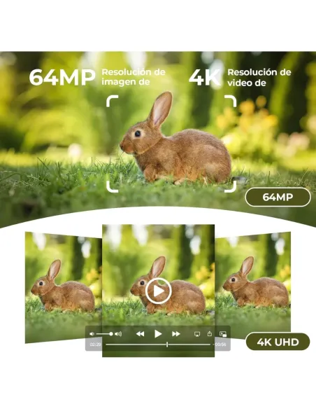 Camara Caza WOLFANG WT09 Solar Lente Dual 64MP 4K Wi Fi