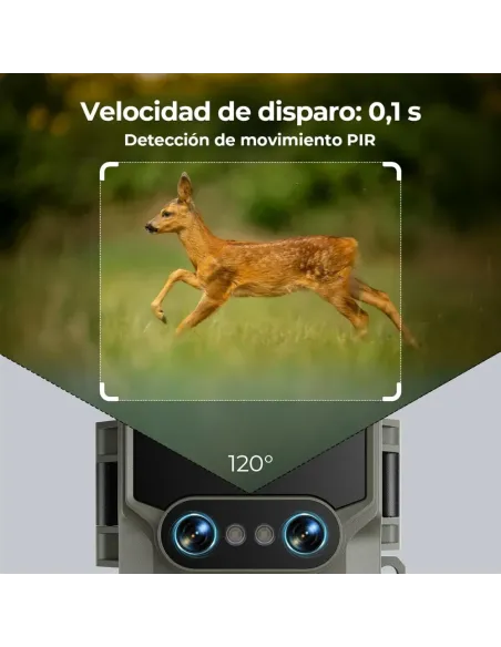 WOLFANG WT09 Solar Trail Camera Dual Lens 64MP 4K Wi Fi