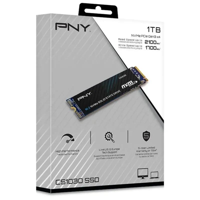Disco SSD PNY CS1030 1TB M.2 NVMe PCIe Gen3 | 2100 MB/s