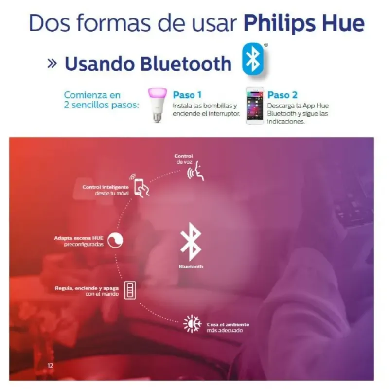 Bombilla Philips Hue Essential E27 Color RGBW 8W Bluetooth