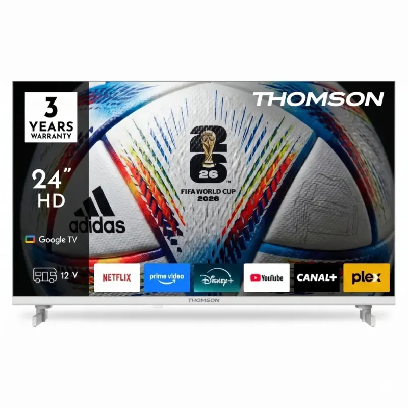 Thomson 24" QLED 12V TV White | Camper & RV Smart TV
