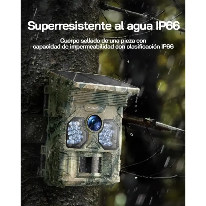 WOLFANG WT02 Cámara Caza Solar 4K 48MP | Visión Nocturna IP66
