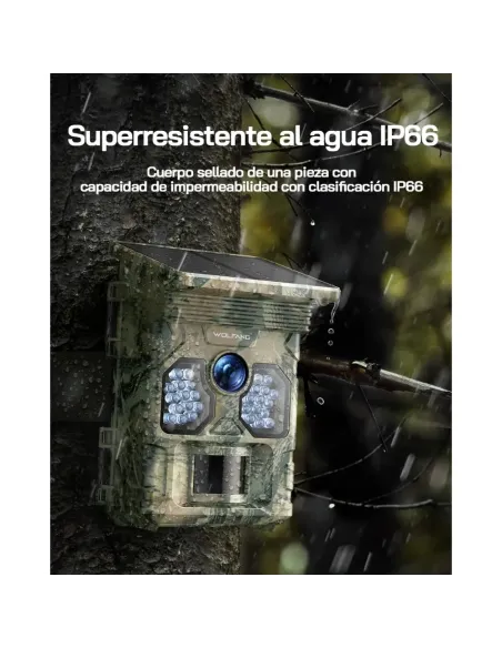 WOLFANG WT02 Cámara Caza Solar 4K 48MP | Visión Nocturna IP66