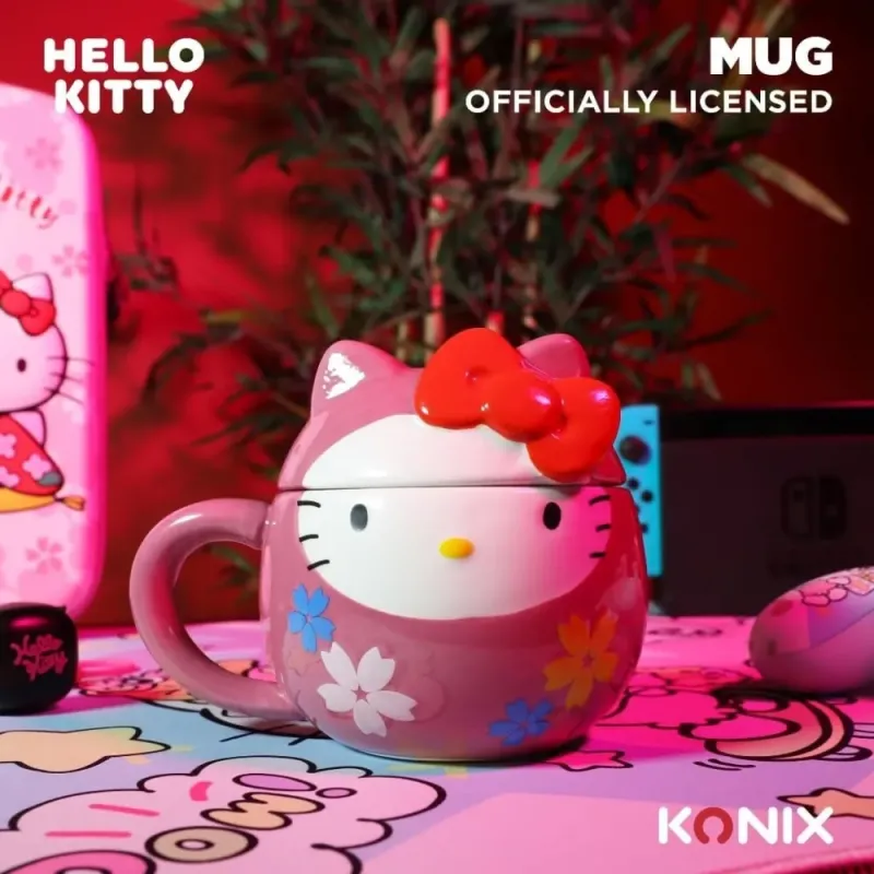 KONIX Taza 3D Hello Kitty Daruma 320 ml Oficial Sanrio Lavavajillas