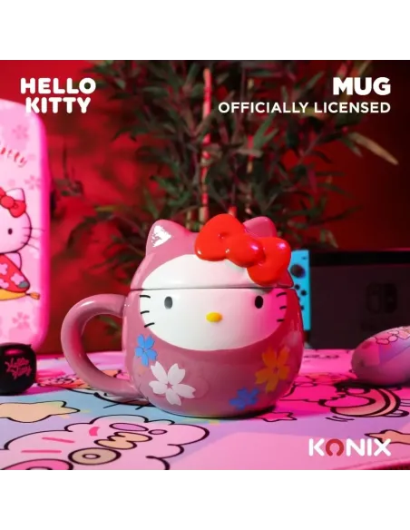 KONIX Taza 3D Hello Kitty Daruma 320 ml Oficial Sanrio Lavavajillas