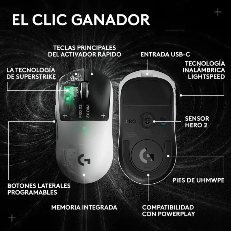 Logitech G Pro X2 Superstrike Mouse | Wireless 44000 DPI