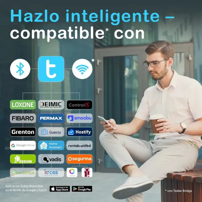 Tedee GO2 Alu Cerradura Inteligente Plata | TLV2.0 | Bluetooth, Sin Llaves, App