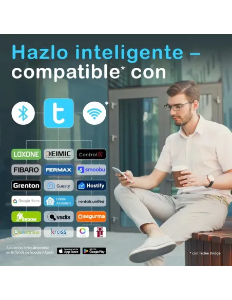 Tedee GO2 Alu Cerradura Inteligente Plata | TLV2.0 | Bluetooth, Sin Llaves, App