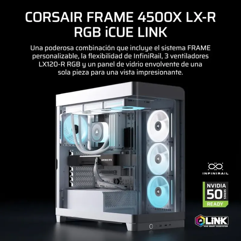 Corsair Frame 4500X LX-R RGB ATX Mid-Tower PC Case with Panoramic Tempered Glass and iCUE Link, White
