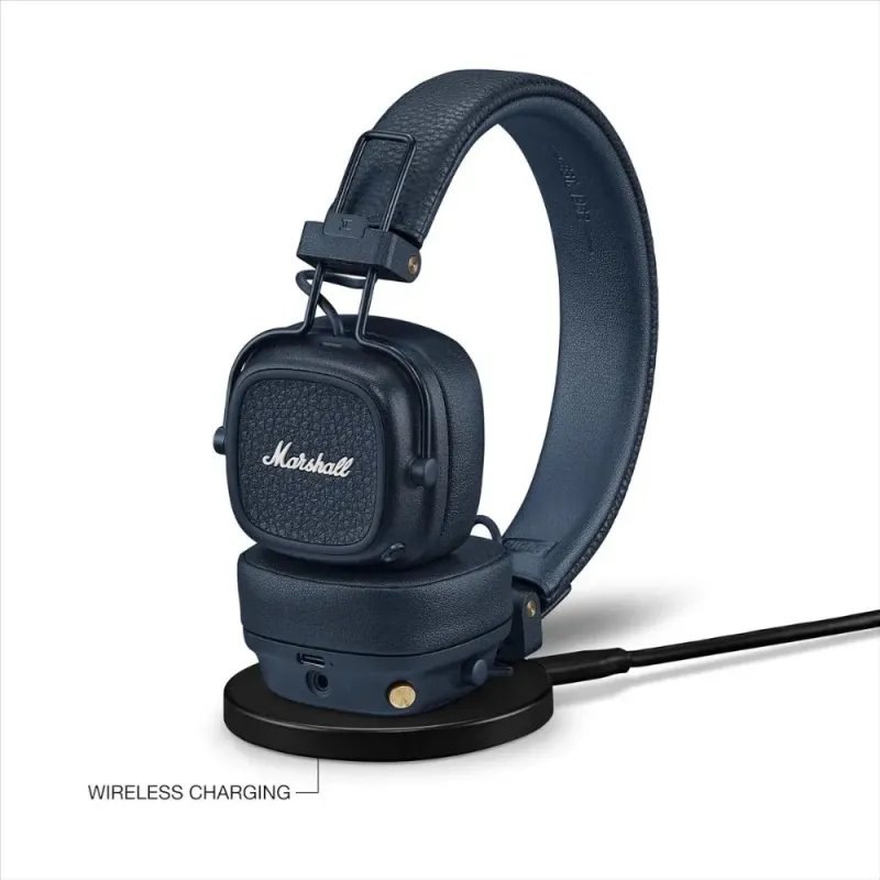 Marshall Major V Blue: Bluetooth Headphones with 100+ Hours of Battery