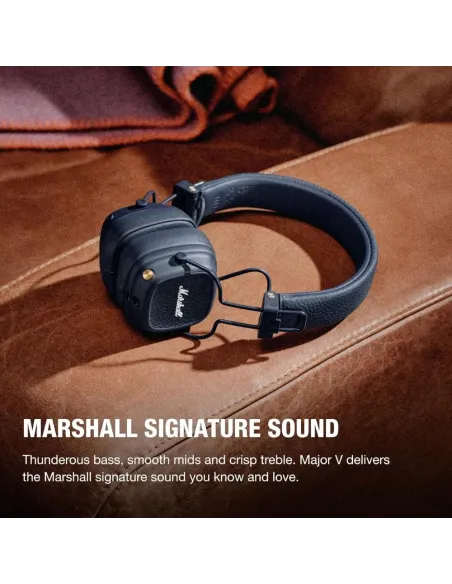 Marshall Major V Blue: Bluetooth Headphones with 100+ Hours of Battery