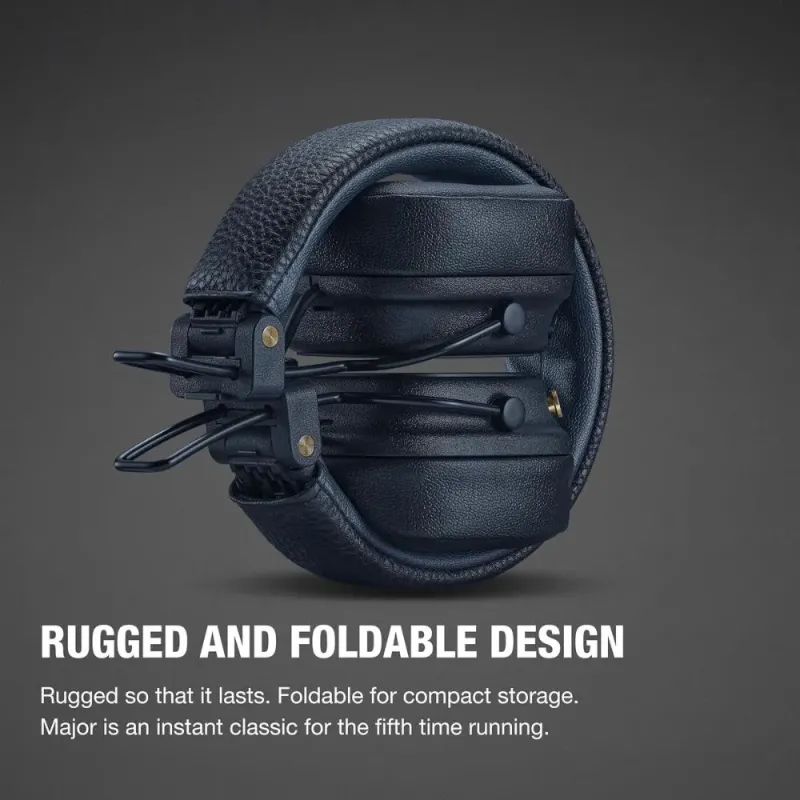 Marshall Major V Blue: Bluetooth Headphones with 100+ Hours of Battery