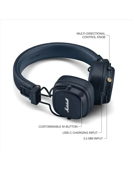 Marshall Major V Bluetooth-Kopfhörer Blau
