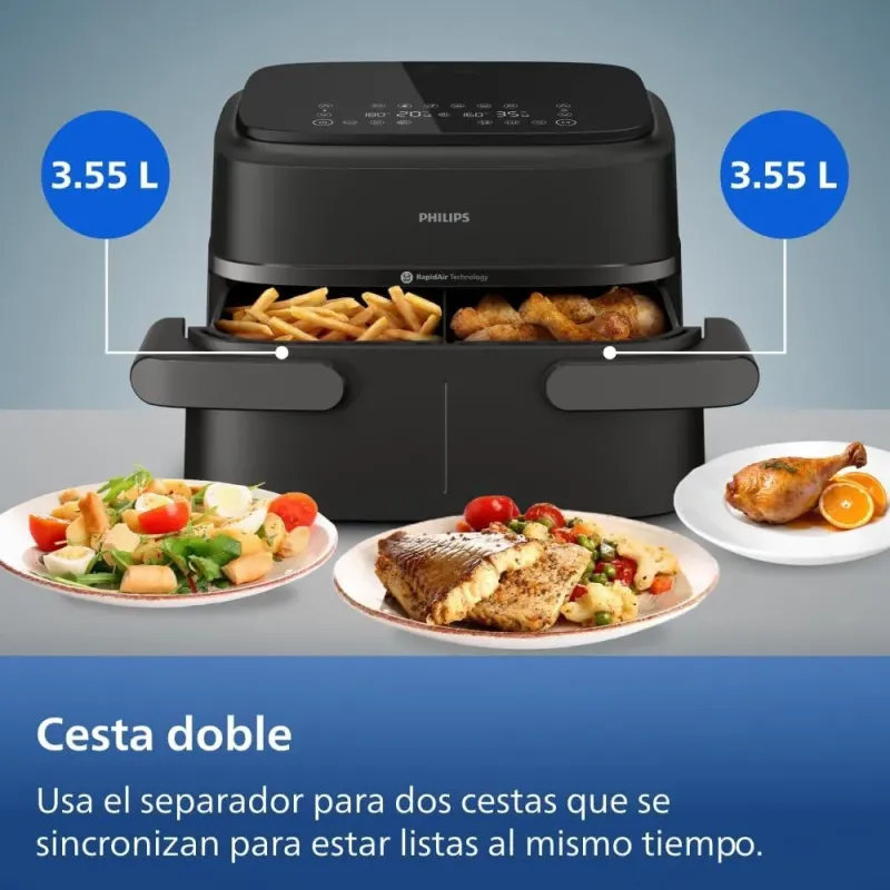 Philips Dual Basket Airfryer 1000-7 Series: 7.1L Double Air Fryer