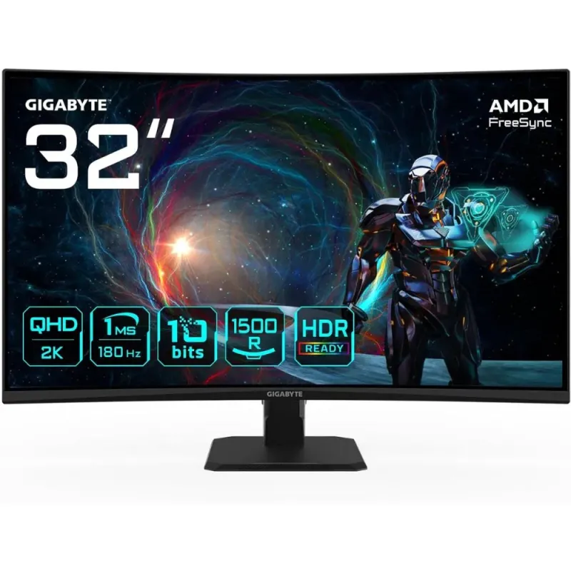 GIGABYTE GS32QCA 31.5" Monitor Curvo para Gaming QHD - 2560 x 1440, 180Hz, 1ms