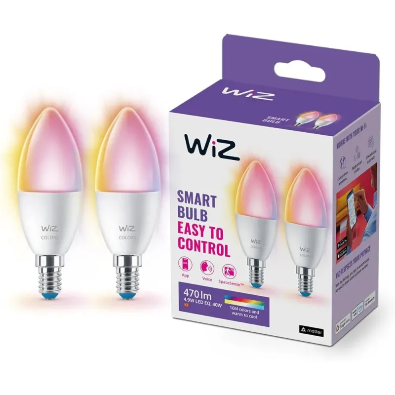 WiZ pack de 2 - Bombilla LED Inteligente Wi-Fi, Vela