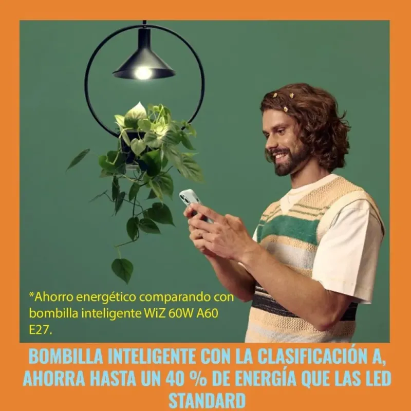 WiZ - Bombilla LED inteligente, E27, clase A