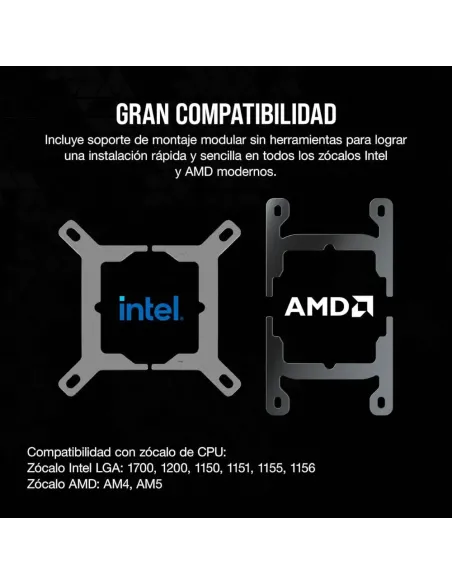 Corsair iCUE LINK H115i RGB Refrigeración Líquida CPU AIO 280mm 2x QX140 RGB Intel/AMD Negro