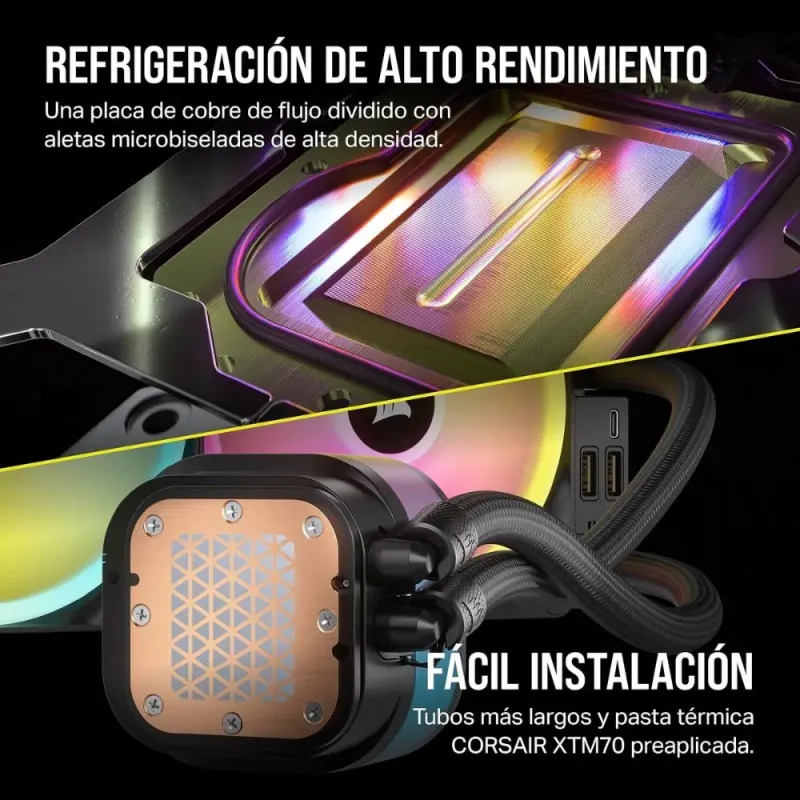 Corsair iCUE LINK H115i RGB Refrigeración Líquida CPU AIO 280mm 2x QX140 RGB Intel/AMD Negro