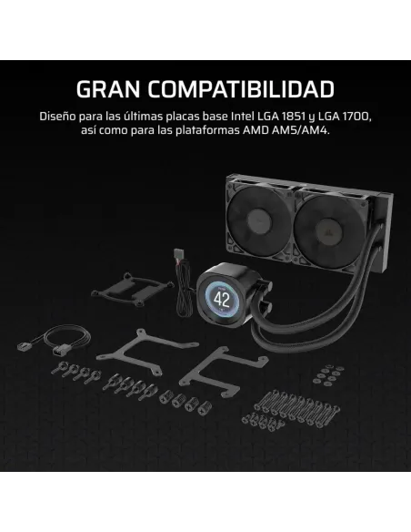 Corsair Nautilus 240 RS LCD Refrigeración Líquida CPU AIO 240mm LCD IPS 2,1'' 2x RS120 Intel/AMD Negro