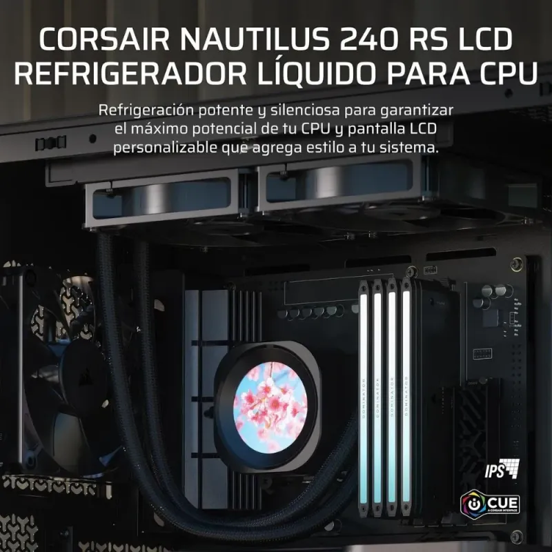 Corsair Nautilus 240 RS LCD Refrigeración Líquida CPU AIO 240mm LCD IPS 2,1'' 2x RS120 Intel/AMD Negro