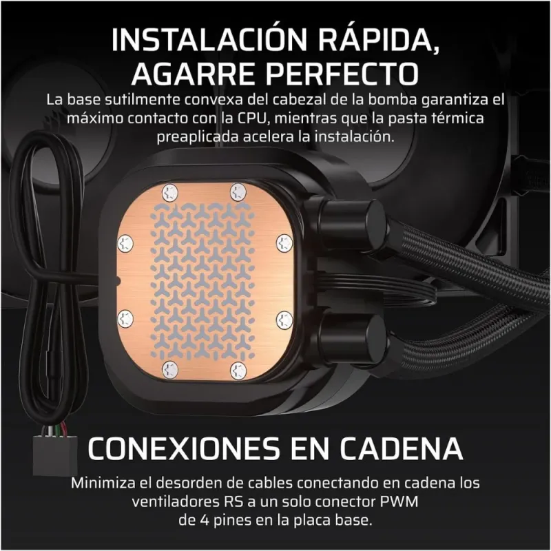 Corsair Nautilus 240 RS LCD Refrigeración Líquida CPU AIO 240mm LCD IPS 2,1'' 2x RS120 Intel/AMD Negro