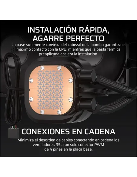 Corsair Nautilus 240 RS LCD Refrigeración Líquida CPU AIO 240mm LCD IPS 2,1'' 2x RS120 Intel/AMD Negro